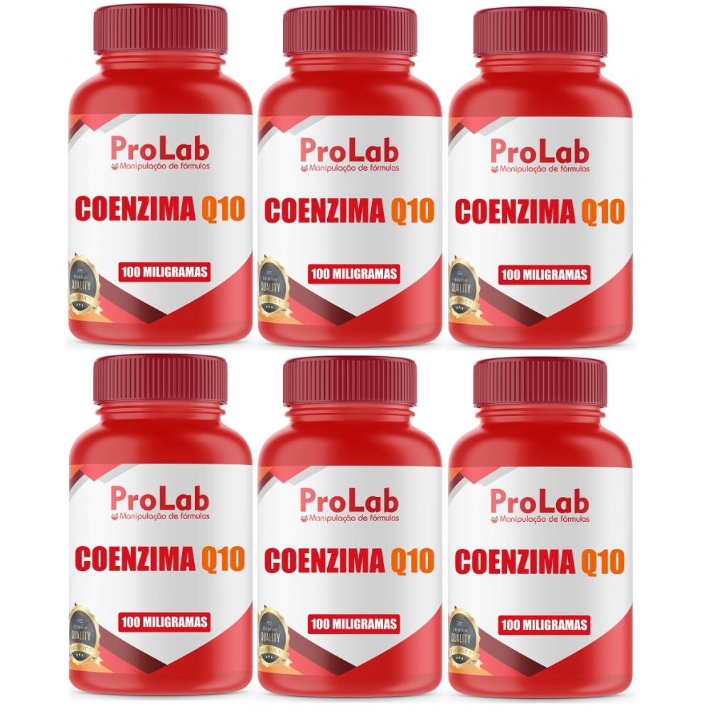 Coenzima Q10 100 mg (Kit 6 Frascos) 60 Cápsulas Cada