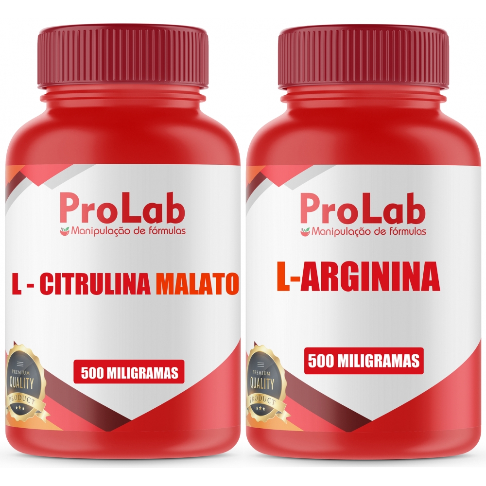 L-Arginina 500mg 120 Cps + L-Citrulina Malato 500mg 120 Cps